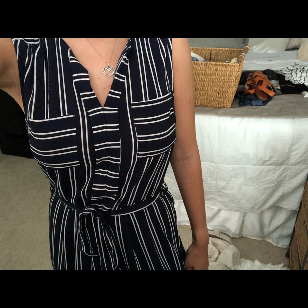 Navy and white romper